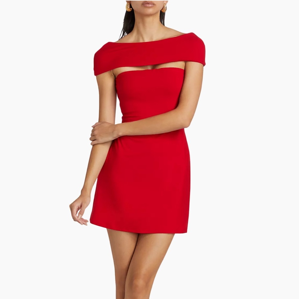 Saks Fifth Ave. Carmina Cotton-Poplin Cut-Out Red Minidress